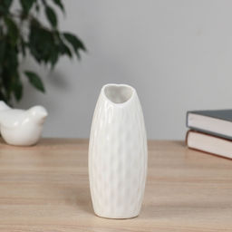 Ваза «Теган», бочка скос, 12.5×5 см, керамика, белая