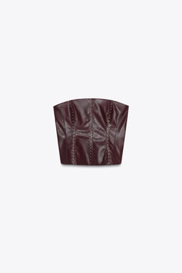 STUDDED FAUX LEATHER BANDEAU TOP - Zara фото 7