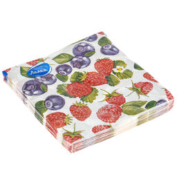 Салфетки бумажные 33х33см Лилия, 2-х слойные, 20 штук в упаковке, Ягодный фреш (Россия)
