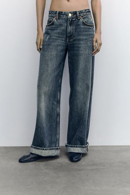 RELAXED FIT FOLD-UP LOW-RISE JEANS - Zara фото 4