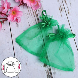 Цена за 100 шт. Мешочек подарочный, 7x9, цвет тёмно-зелёный