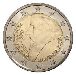 Монета 2 евро 2008 года Словения  500 лет со дня рождения Приможа Трубара
