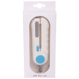 Когтерез инновационный для животных с LED подсветкой, пилкой и отсеком для ногтей "ПРЕМИУМ", прорезиненная ручка, цвет белый, 22*3*15см (фабр коробка)