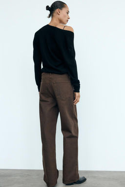 RELAXED OVERSIZE TAPERED ANIMAL PRINT HIGH-WAIST TRF JEANS - Zara фото 5