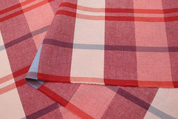 Вареный (стираный) хлопок Яркая клетка цв.бордовый/голубой, ш.2.5м, хл-100% - Купава фото 5