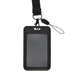 Цена за 2 шт. Бейдж-карман вертикальный пластиковый, внешний 110×68 мм, внутренний 85×54 мм, лента 80×2 см, чёрный.