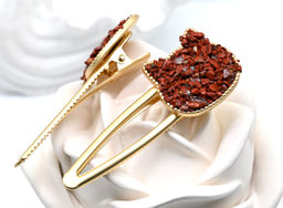 Заколка зажим Котик с натуральным моховым агатом 7*2,8*1,8см - Радуга камня фото 3