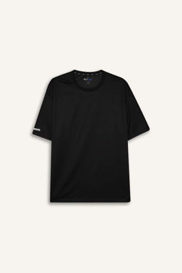 DeFactoFit Boxy Fit Bisiklet Yaka Arma Bask?l? Bask?l? Sporcu K?sa Kollu Tisort  фото 2
