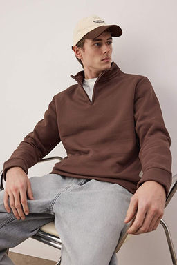 Kahverengi Regular/Normal Kesim Dik Yaka __i _ardonlu Dokulu Sweatshirt TMNAW26SW00057