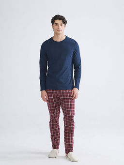 Bisiklet Yaka Uzun Kollu Erkek Pijama ?st