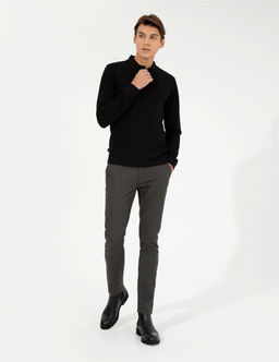 Haki Slim Fit Keten Kar___ml_ Chino Pantolon