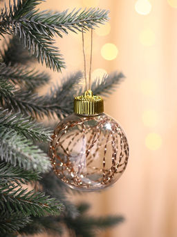 Ёлочные игрушки Джотто, шары новогодние, d=8 см, набор 3 шт., золото прозрачный - Зимнее волшебство фото 6