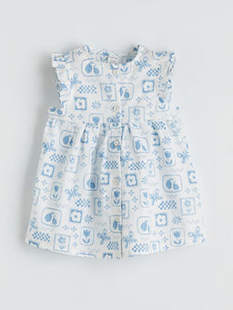 Desenli K?z Bebek Poplin Elbise