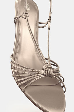LEATHER KNOTTED STRAPPY SANDALS - Zara фото 10