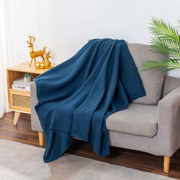 Плед/накидка на кнопках 150х100см "Темный деним", флис набивной, полиэстер 100%, плотность 160г/м2, упаковка 15х25см, пояс бумажный, т.м. "Домашняя Мода" (Россия)