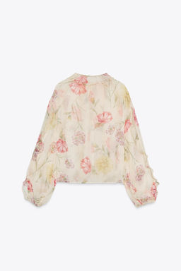 SEMI-SHEER FLORAL PRINT SHIRT - Zara фото 19
