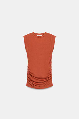 TOP FRUNCES LATERALES / Naranja quemado - Zara фото 8
