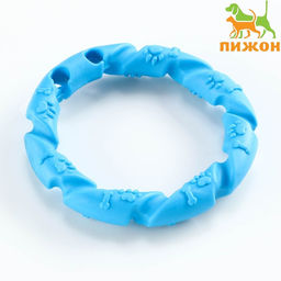 Игрушка жевательная для собак Витое кольцо, 11,5 см, голубая