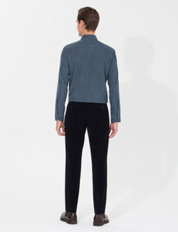 Темно-синие брюки узкого кроя из плотной ткани - Cacharel фото 4