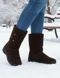 Полусапоги женские на литой подошве. Т.коричневые. Замша. Подклад овчина. - Roshva фото 9