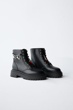 LACE-UP ANKLE BOOTS WITH CHARMS - Zara фото 4