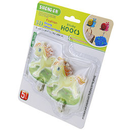 Крючок на липучке Лошадка ЗD металлический, 2 штуки 6,8х8,5х2см, в блистере (Китай) - Домашняя мода фото 2