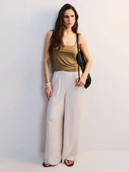 Брюки-палаццо с эластичным поясом из жатой ткани ZR2605012120-60 / Zarina