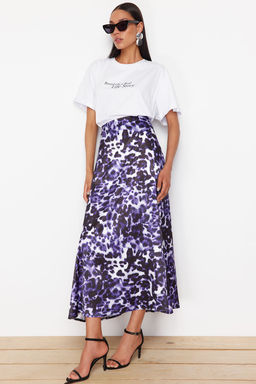 Mor Desenli Maxi Boy Dokuma Etek TWOSS24ET00226