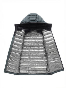 Куртка мужская стёганая с капюшоном с графеновой подкладкой цвета хаки 9623_1Kh