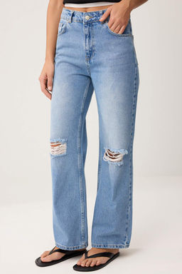 Mavi Y?rt?k Detayl? Yuksek Bel Straight Jeans TWOSS26JE00263 - Trendyolmilla фото 3