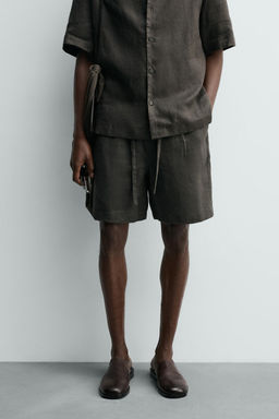 BERMUDA RELAXED FIT 100% LINO / Verde oscuro - Zara фото 10