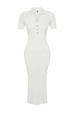 TRENDYOLMILLA Lacivert Maxi Triko Polo Yaka Elbise TWOSS24EL00282 фото 9