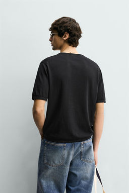 CAMISETA PUNTO CUELLO PANADERO / Negro - Zara фото 3