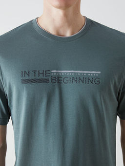 Bisiklet Yaka K?sa Kollu Bask?l? Penye Erkek Ti??rt