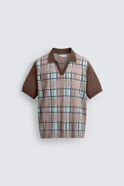 CHECK PRINT KNIT POLO SHIRT - Zara фото 7