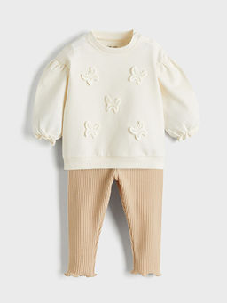 Bisiklet Yaka K?z Bebek Sweatshirt ve Tayt