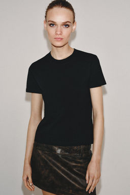 CAMISETA ALGOD?N FLAM? / Negro - Zara фото 3