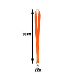Цена за 100 шт. Лента для бейджа ширина-20 мм, длина-90 см с металлическим карабином, оранжевая