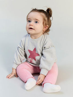 Y?ld?z Bask?l? K?z Bebek Sweatshirt ve Tayt