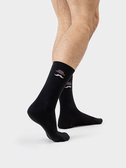 Цена за 5 пар! Носки мужские черные с рисунком в виде шляпы и усов - Mark formelle фото 2