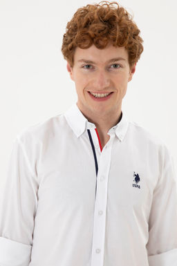 Мужская белая рубашка с длинным рукавом - U.s. polo assn фото 9