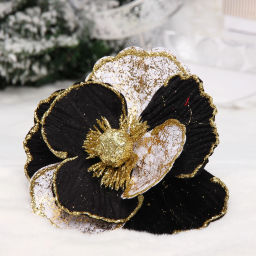 Украшение новогоднее "Пуансеттия - Нежность" 15 см, Черный/Золото