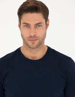 Lacivert Slim Fit Basic Ti__rt