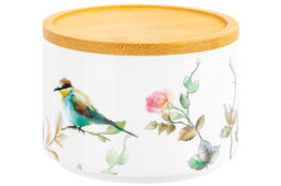 Банка д/хранения 250 мл 9,3*9,3*7 см Певчие птички + дер. крышка-подст. с сил. упл. (без золота) - Elan gallery фото 6