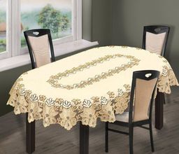 Скатерть арт. 243131/130/3, овальная, размеры 130 см х 180 см, цвет кремово-золотистый