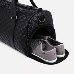 Сумка дорожная на молнии, отдел для обуви, длинный ремень, цвет чёрный - Simaland фото 3