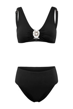 Siyah Ucgen Kapl? Aksesuar Detayl? Yuksek Bel Regular Bikini Tak?m? TBESS26BT00029 - Trendyolmilla фото 5