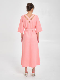 Льняное платье миди с вырезом сзади - Marchello marchellini фото 4