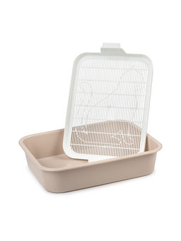 Туалет для кошек "Мур-мяу", 33×25×7 см с сеткой, пластик, бежевый