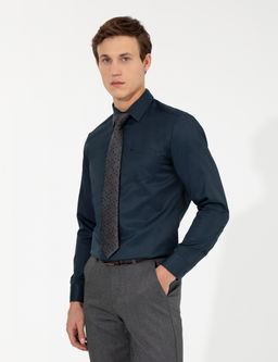 Lacivert Regular Fit Uzun Kollu Klasik G_mlek